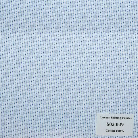 S03.049 Kevinlli S3 - Sơmi 100% Cotton - Xanh Dương Trắng Hoa Văn