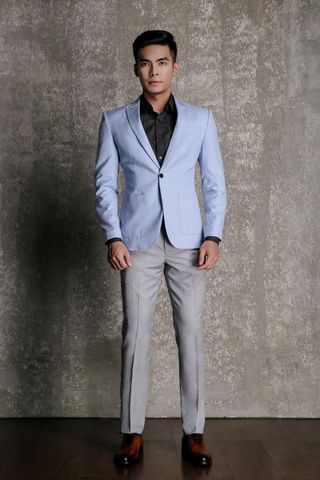 Áo Khoác Blazer Xanh Biển - Cổ Ve Ngược -  1 Nút - 016