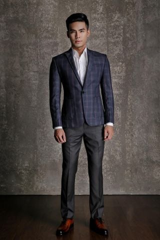 Áo Khoác Blazer Xanh Caro - Cổ Ve Ngược - 1 Nút - 010