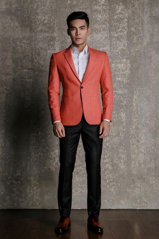 Áo Khoác Blazer Cam - Cổ Ve Xuôi -  1 Nút - 013