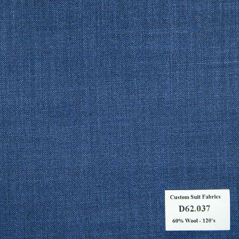 D62.037 Kevinlli V4 - Vải Suit 60% Wool - Xanh Dương Trơn