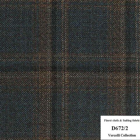 D672/2 Vercelli CXM - Vải Suit 95% Wool - Xanh Dương Caro