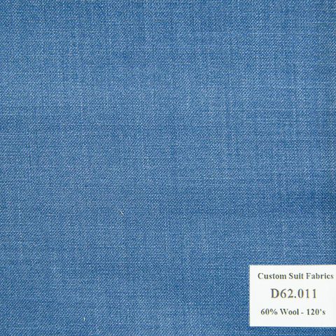D62.011 Kevinlli V4 - Vải Suit 60% Wool - Xanh Dương Trơn