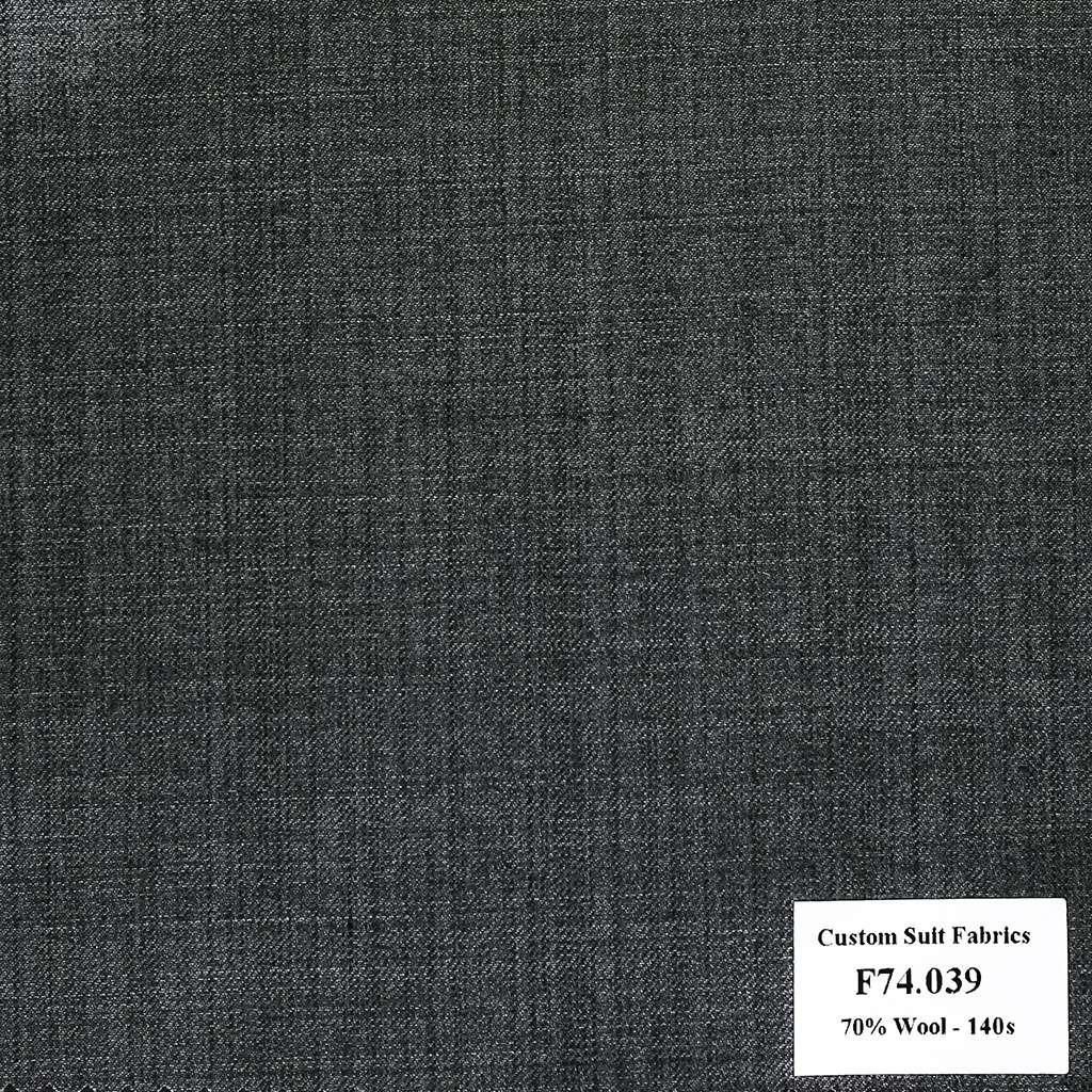 F74.039 Kevinlli V6 - Vải Suit 70% Wool - Xám Trơn