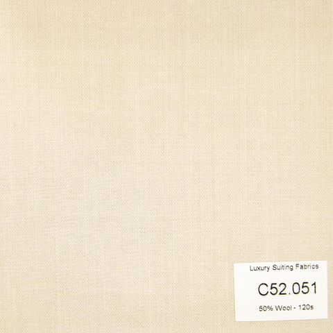 C52.051 Kevinlli V3 - Vải Suit 50% Wool - Nâu Kem Trơn