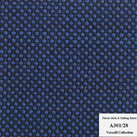 A301/28 Vercelli CVM - Vải Suit 95% Wool - Xanh Dương Trơn