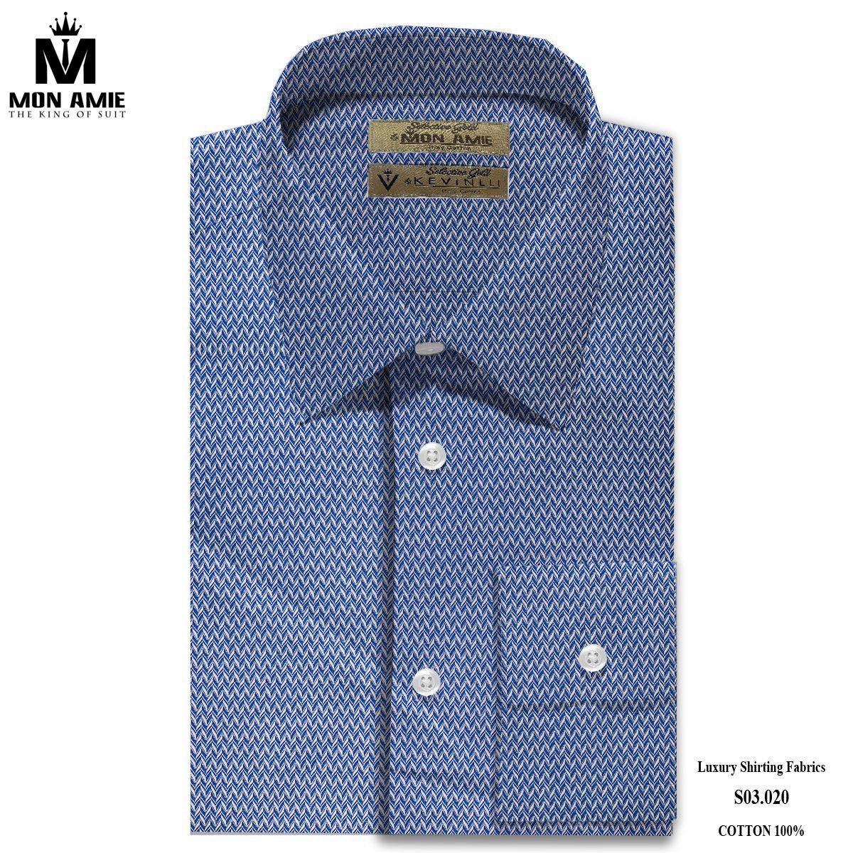 Áo Sơ mi nam dài tay NOVELTY xanh navy họa tiết 190980D