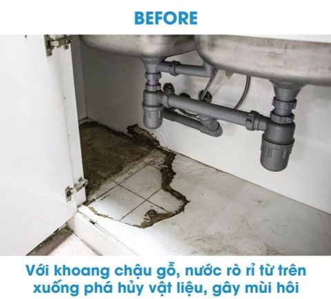 Tủ Bếp Treasia Chữ L Màu VFW (Trắng Vân Gỗ) -Công Trình Tại Nhà Phố Quận 1