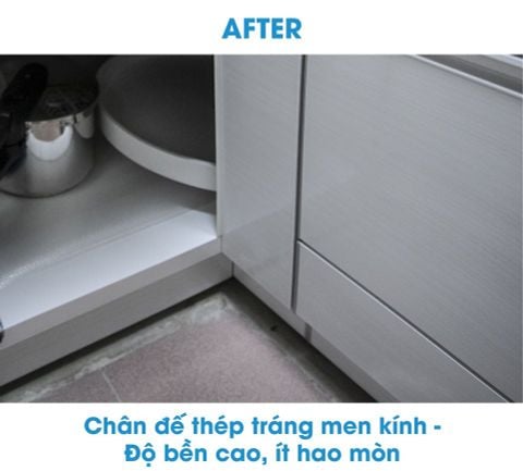 Tủ Bếp Treasia Chữ L Màu VFW (Trắng Vân Gỗ) -Công Trình Tại Nhà Phố Quận 1