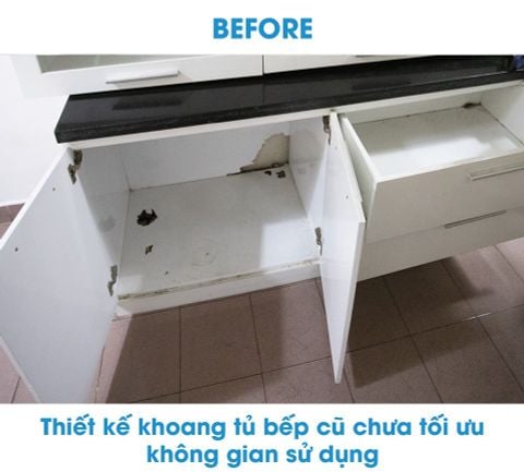 Tủ Bếp Treasia Chữ L Màu VFW (Trắng Vân Gỗ) -Công Trình Tại Nhà Phố Quận 1