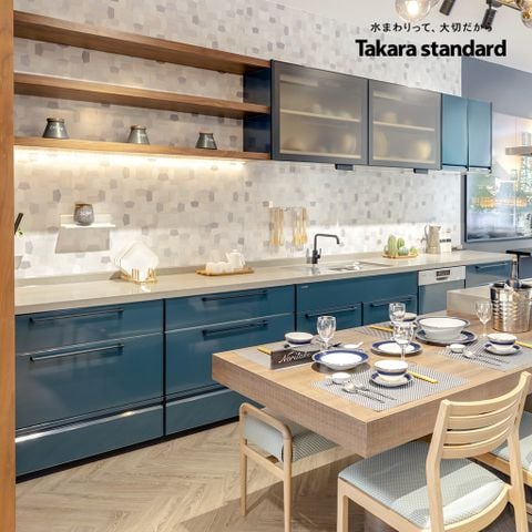 Hệ Tủ Bếp Nhật Bản Cao Cấp Treasia Chữ I Màu VSJ -  Showroom Nguyễn Cơ Thạch