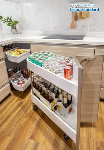 Hệ Tủ Bếp Nhật Bản Lemure Cao Cấp Hình Chữ L Màu Vân Gỗ
