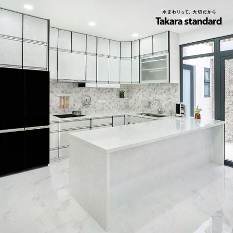 Hệ Tủ Bếp Nhật Bản Cao Cấp Treasia Chữ L Màu VTW -  Nhà phố Bình Chánh