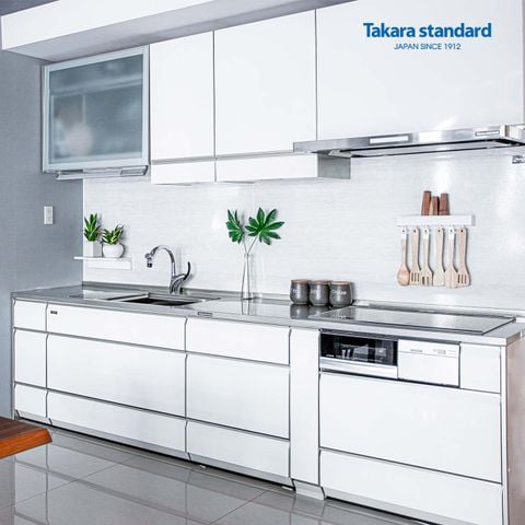 Hệ Tủ Bếp Lemure Chữ I Cao Cấp Màu LSW (Trắng) - Showroom Takara standard