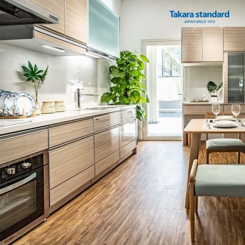 Tủ Bếp Treasia Chữ I Màu VWV (Vân gỗ sồi) - Showroom Takara standard