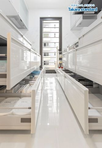 Hệ Tủ Bếp Cao Cấp Treasia Chữ I Màu VBW - Centrosa Hà Đô