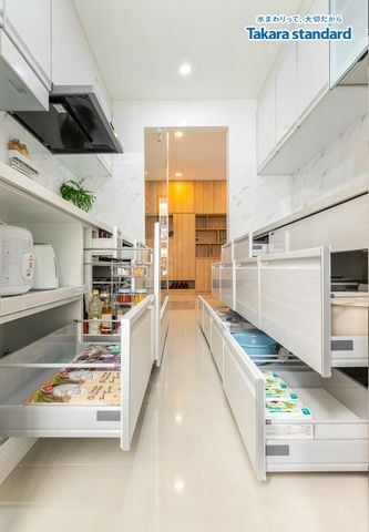 Hệ Tủ Bếp Cao Cấp Treasia Chữ I Màu VBW - Centrosa Hà Đô