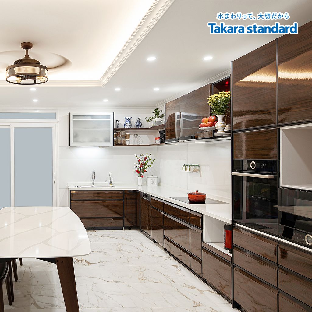 Hệ Tủ Bếp Lemure Cao Cấp Chữ L Màu LGB - Nhà Phố Q. Tân Bình