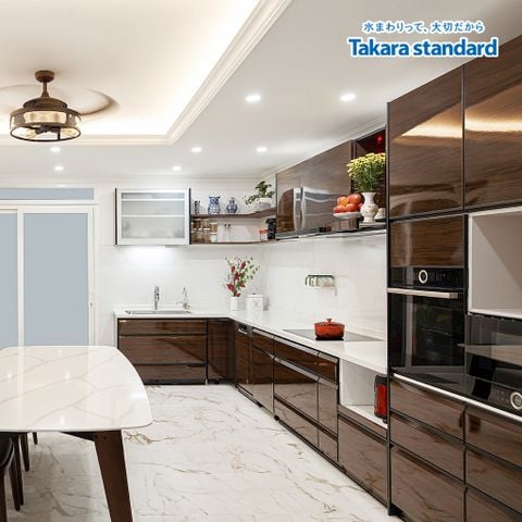 Hệ Tủ Bếp Lemure Cao Cấp Chữ L Màu LGB - Nhà Phố Q. Tân Bình