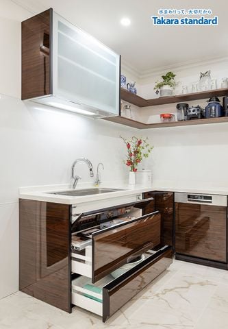 Hệ Tủ Bếp Lemure Cao Cấp Chữ L Màu LGB - Nhà Phố Q. Tân Bình