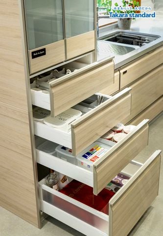 Hệ Tủ Bếp Lemure Chữ L Cao Cấp Màu LCV - Showroom Takara standard