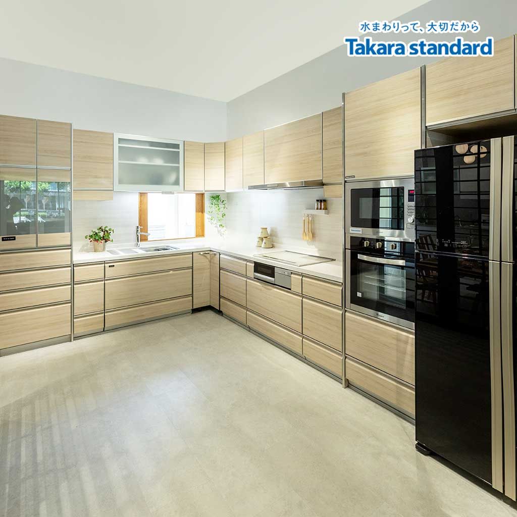 Hệ Tủ Bếp Lemure Chữ L Cao Cấp Màu LCV - Showroom Takara standard