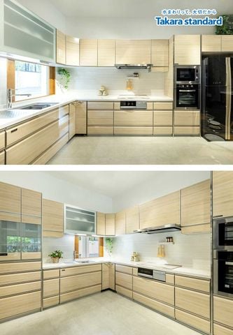 Hệ Tủ Bếp Lemure Chữ L Cao Cấp Màu LCV - Showroom Takara standard