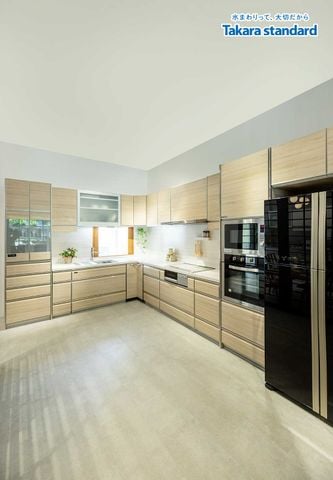 Hệ Tủ Bếp Lemure Chữ L Cao Cấp Màu LCV - Showroom Takara standard