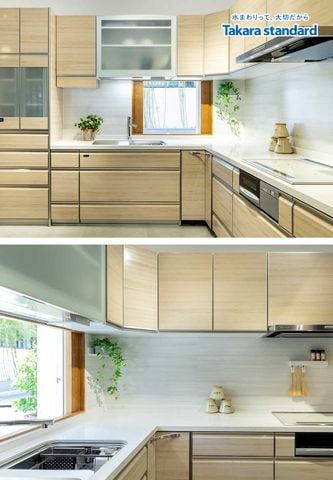 Hệ Tủ Bếp Lemure Chữ L Cao Cấp Màu LCV - Showroom Takara standard