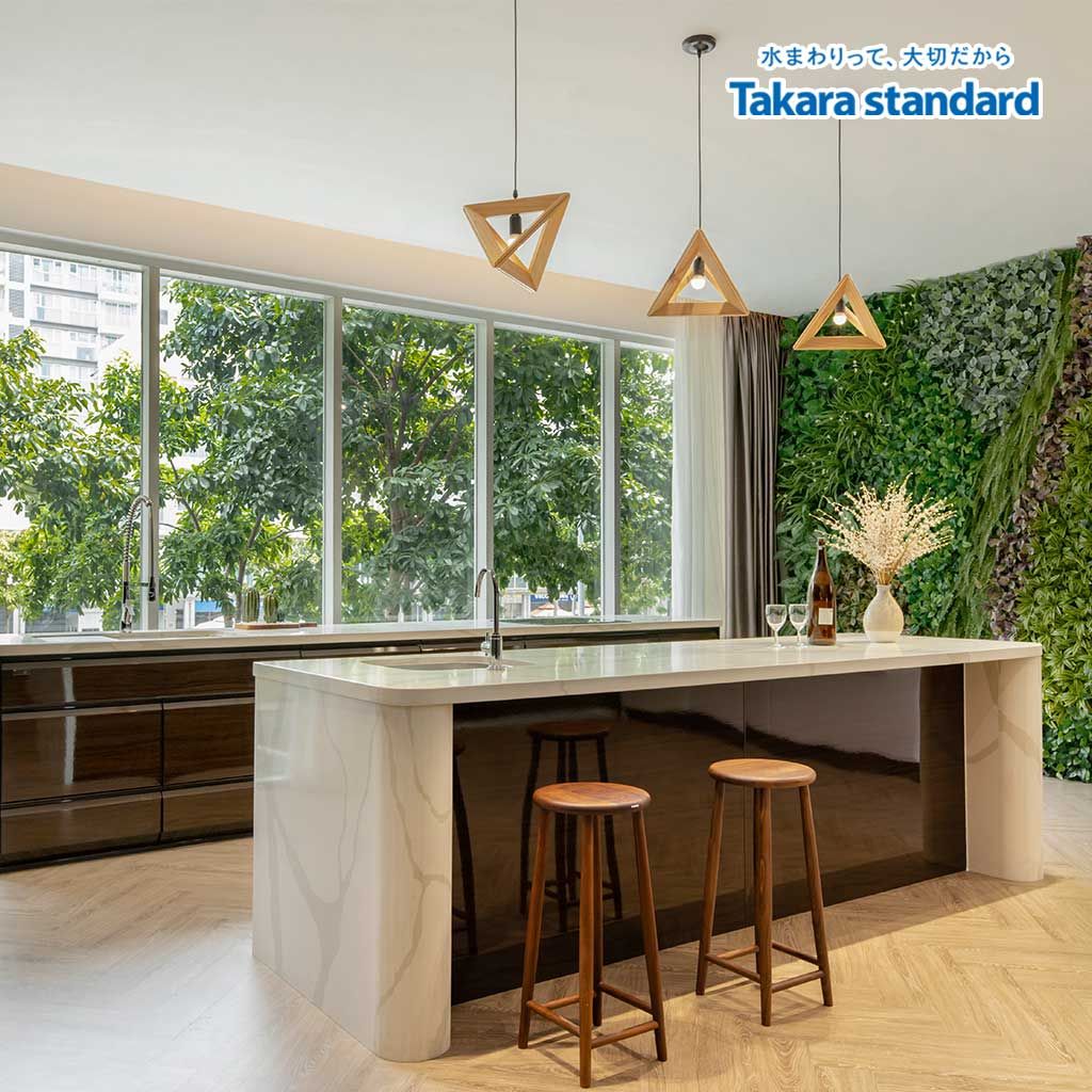 Hệ Tủ Bếp Lemure Cao Cấp Chữ I Kèm Bàn Đảo Màu LGB - Showroom Q2