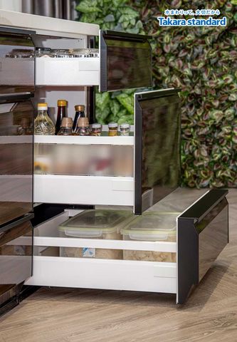 Hệ Tủ Bếp Lemure Cao Cấp Chữ I Kèm Bàn Đảo Màu LGB - Showroom Q2