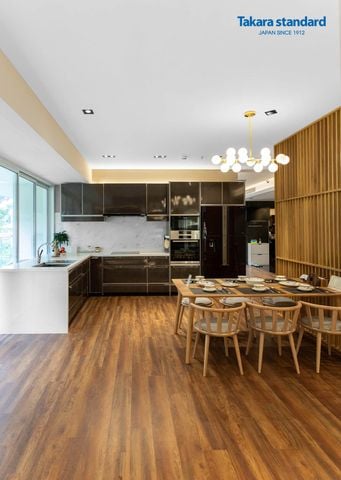 Hệ Tủ Bếp Lemure Chữ L Cao Cấp Màu LRB - Showroom Điện Biên Phủ