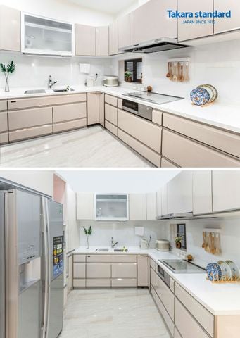 Hệ Tủ Bếp Lemure Chữ L Cao Cấp Màu LRI - Khu Biệt Thự Hưng Thái Quận 7