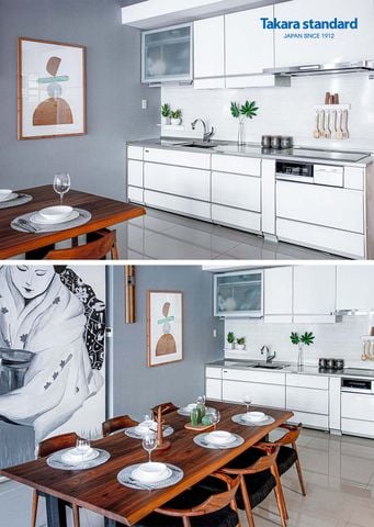Hệ Tủ Bếp Lemure Chữ I Cao Cấp Màu LSW (Trắng) - Showroom Takara standard