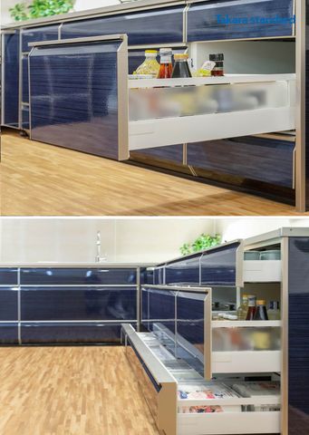 Hệ Tủ Bếp Lemure Chữ L Cao Cấp Màu LUN - Showroom Takara standard