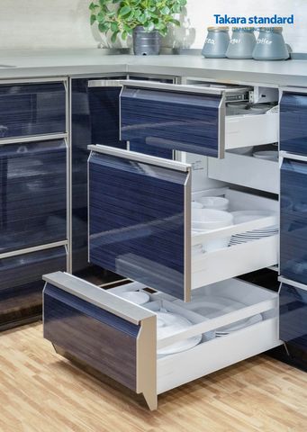 Hệ Tủ Bếp Lemure Chữ L Cao Cấp Màu LUN - Showroom Takara standard