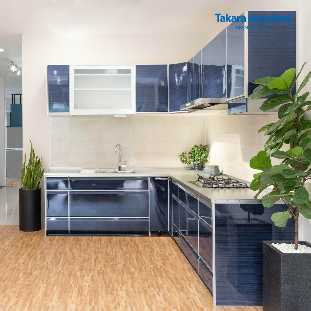 Hệ Tủ Bếp Lemure Chữ L Cao Cấp Màu LUN - Showroom Takara standard