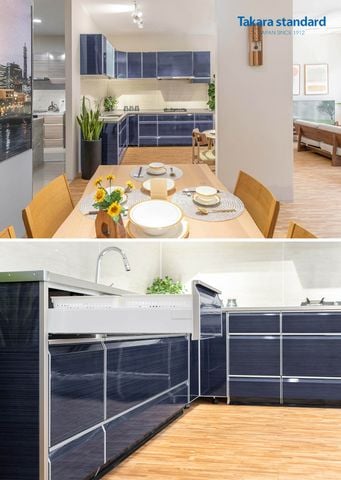 Hệ Tủ Bếp Lemure Chữ L Cao Cấp Màu LUN - Showroom Takara standard