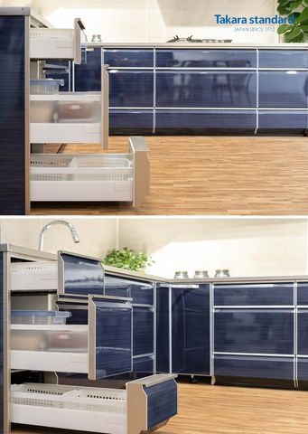 Hệ Tủ Bếp Lemure Chữ L Cao Cấp Màu LUN - Showroom Takara standard