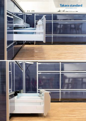 Hệ Tủ Bếp Lemure Chữ L Cao Cấp Màu LUN - Showroom Takara standard