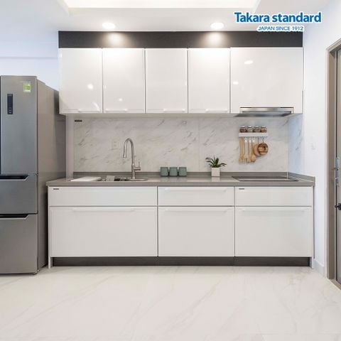Hệ Tủ Bếp Cao Cấp Dòng Edel Chữ I Màu ESW - Căn Hộ Nam Sài Gòn Residences