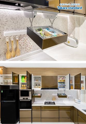 Hệ Tủ Bếp Treasia Cao Cấp Chữ U Màu VAU - Showroom Vạn Phúc