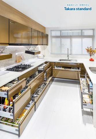 Hệ Tủ Bếp Treasia Cao Cấp Chữ U Màu VAU - Showroom Vạn Phúc