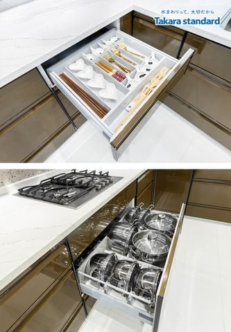 Hệ Tủ Bếp Treasia Cao Cấp Chữ U Màu VAU - Showroom Vạn Phúc