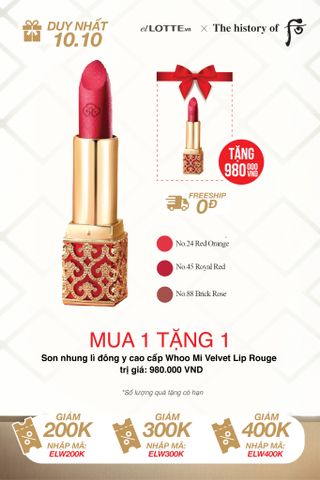 [DUY NHÂT 10.10] Son Nhung Lì Đông Y Cao Cấp Whoo Mi Velvet Lip Rouge