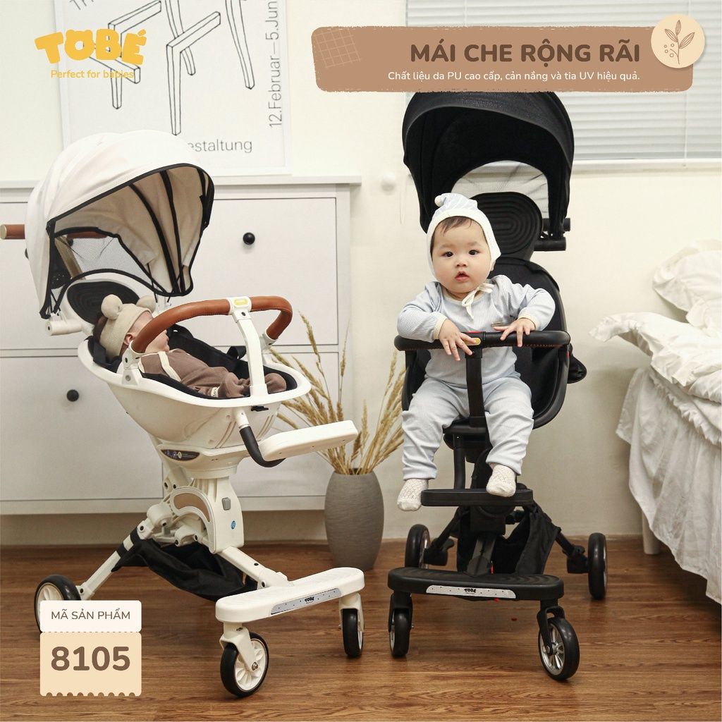  Xe Đẩy Gấp Gọn Có Mái Che Đảo Chiều Có Chế Độ Ngả Lưng RICO TOBÉ Dành Cho Bé Từ 6 Tháng Tuổi [HÀNG CHÍNH HÃNG] 