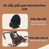  Xe Đẩy Gấp Gọn BAOBAOHAO V18 Kèm Gối Da Và Đệm Ngồi Ngã Lưng Với 5 Chế Độ Có Mái Vòm - Hàng Chính Hãng 