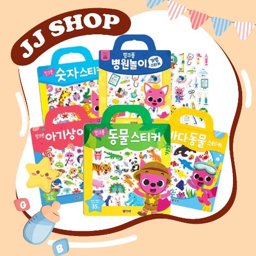  Đồ Chơi Sticker Bóc Dán Baby Shark Pinkfong Chống Nước Cho Bé - Nội Địa Hàn Quốc 