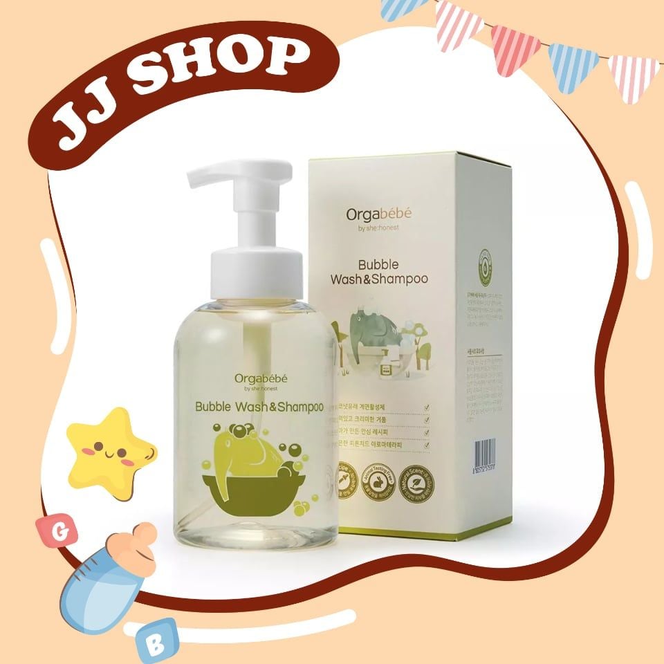  Sữa Tắm Gội Tạo Bọt ORGANIC ORGABEBE Dung Tích 500ML Nội Địa Hàn Quốc 