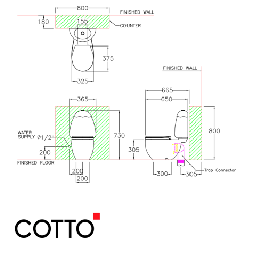  Bàn Cầu COTTO C15007RA 